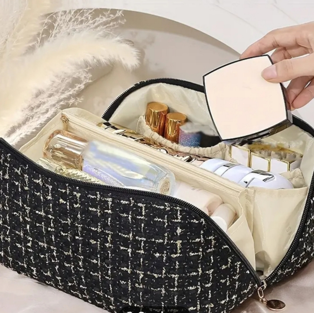 New black makeup bag